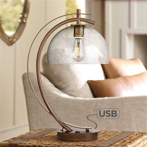 Possini Euro Design Modern Accent Table Lamp with USB Port Filament LED ...