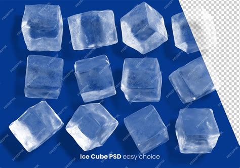 Premium PSD | Ice cube psd is a blue background with ice cubes