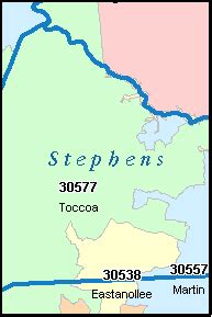 STEPHENS County, Georgia Digital ZIP Code Map