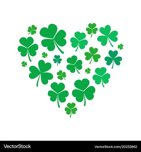 Heart made of small shamrock or clover Royalty Free Vector