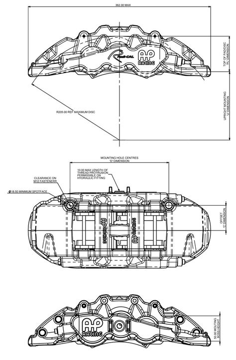 AP Radi-CAL Caliper Technical Drawings