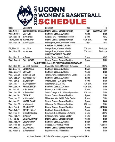 Eunice Campbell News: Uconn Women's Basketball Schedule 2023-24