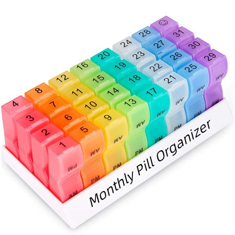 Monthly Pill Organizer 2x a Day | 30 Day Pill Box AM PM | Small ...