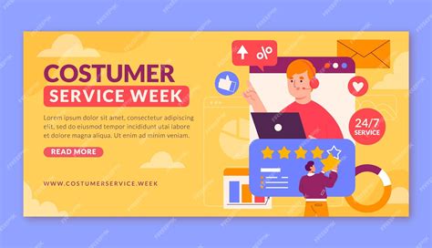 Free Vector | Flat customer service week horizontal banner template