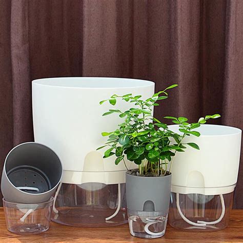 Dream Lifestyle Self Watering Pots for Indoor Plants, Self-Watering Planters Box Transparent for ...