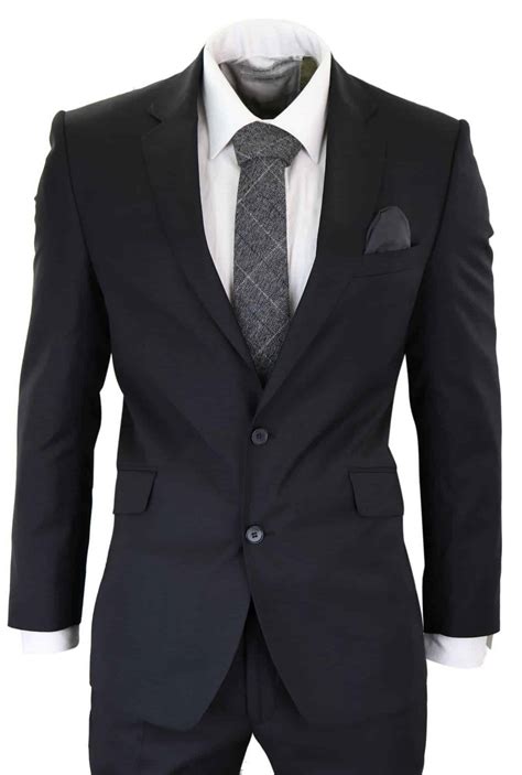 Mens Classic Plain Black Formal 2-Piece Suit: Buy Online - Happy Gentleman