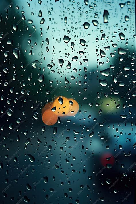 Premium AI Image | an aesthetic background rain drops on a glass window ...