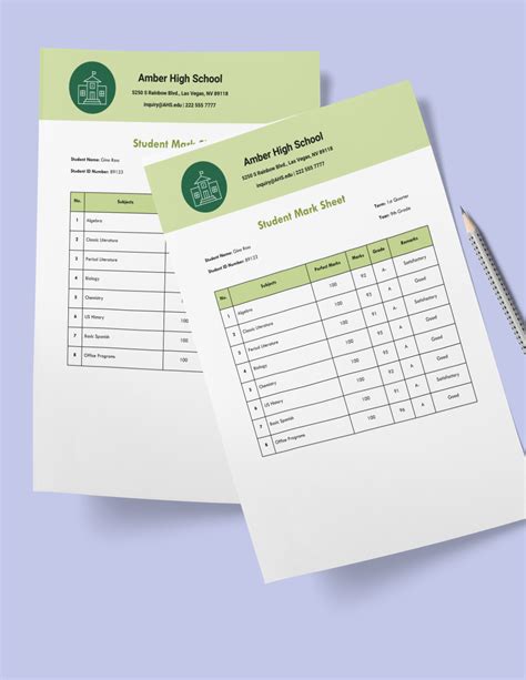 Student Mark Sheet Template in Word, Google Docs - Download | Template.net