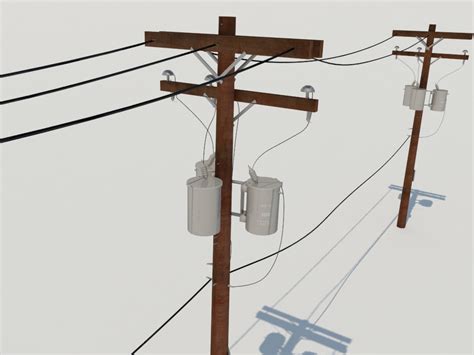 Wooden Power Line 3D Model - 3D Models World