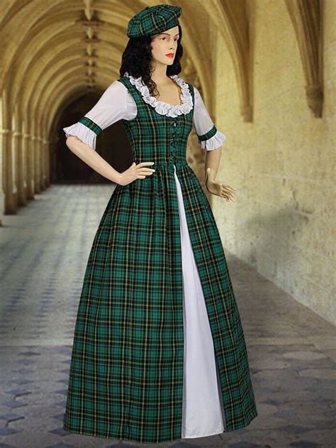 Scottish Tartan Two-Piece Traditional Dress Handmade Renaissance Tartan ...