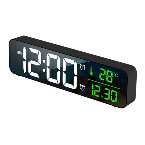 Mirror Digital Alarm Clock, Extra Long Bedside Alarm Clocks for Desk ...