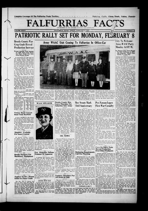 Falfurrias Facts (Falfurrias, Tex.), Vol. 36, No. 36, Ed. 1 Friday, February 5, 1943 - The ...