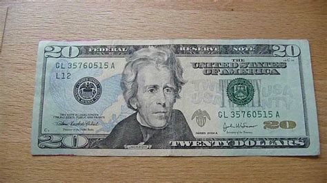 20 Dollar Bill (20 US Dollars, 2004A Federal Reserve Note) - YouTube