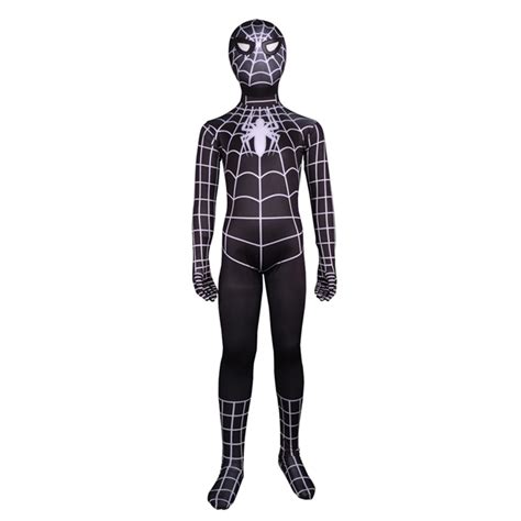 Kids Black Spider Man Costume Spiderman 3 Black Suit Spider Man Cosplay Costume Unisex Halloween ...