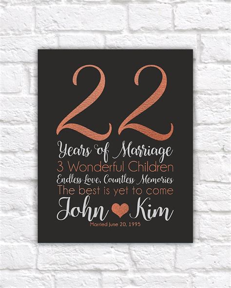 Personalized Anniversary Gifts, 22 Years, Copper Anniversary Style ...