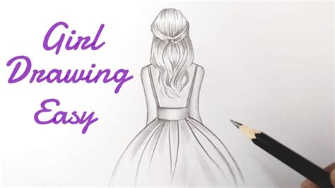 How to draw a girl easy back side view Drawing of a girl easy Pencil ...