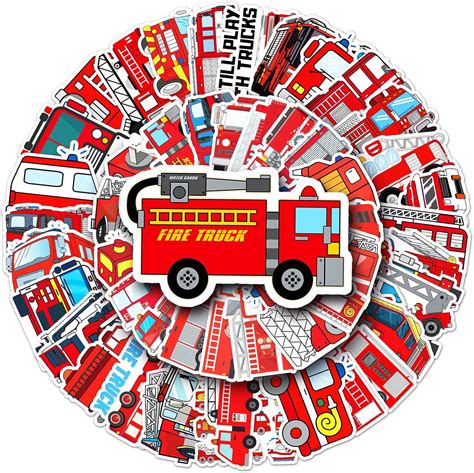 50 Pcs Fire Truck Stickers,Vinyl Fire Engine Stickers DIY Decorations ...