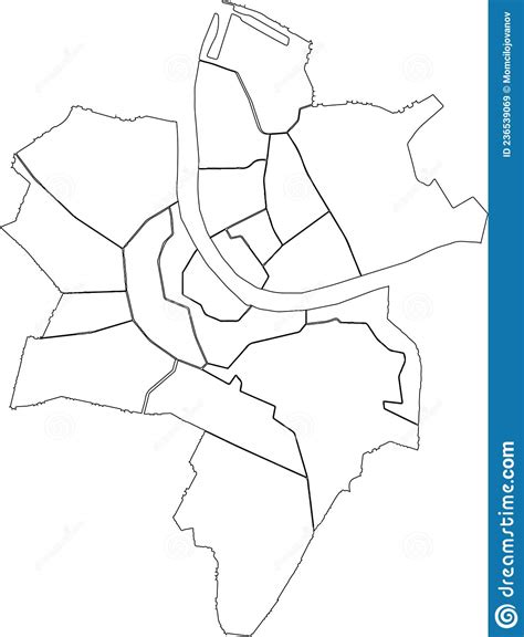 Blank White Districts Map of Basel, Switzerland Stock Vector ...