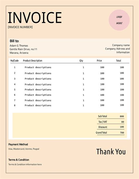 EDITABLE INVOICE TEMPLATE / Business Template | Etsy