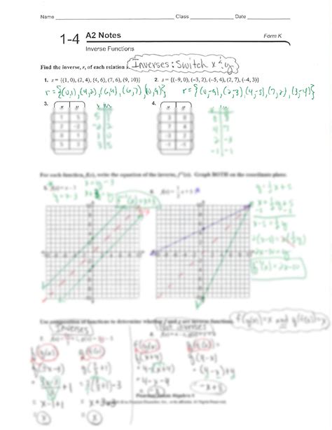 SOLUTION: Inverse Functions Worksheet - Studypool