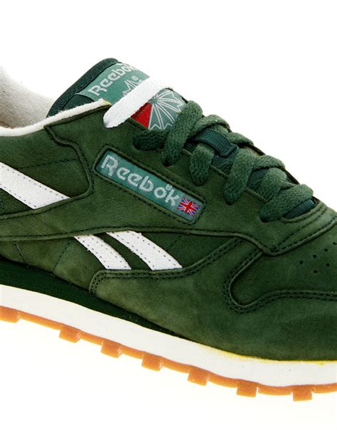 1 LEFT REEBOK Men's Classic Workout Low Clean FVSLux LEATHER Green ...