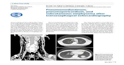 Pneumomediastinum, pneumopericardium, and subcutaneous emphysema after transesophageal ...