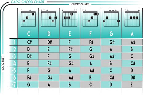How To Use a Guitar Capo Chart | Guitar capo, Guitar chords for songs, Easy guitar chords