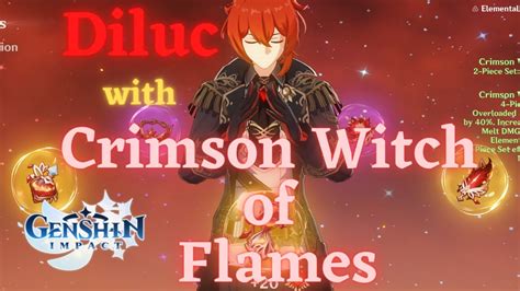 Diluc with Crimson Witch of Flames set - YouTube