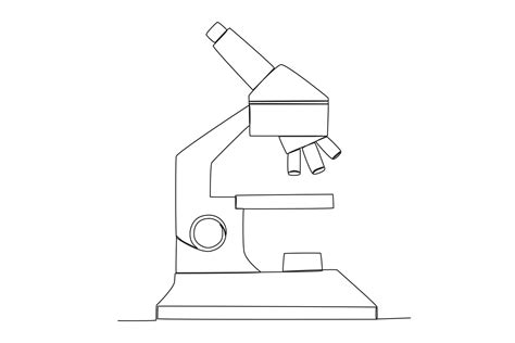 Vector continuous one line drawing of microscope simple illustration of microscope laboratory ...