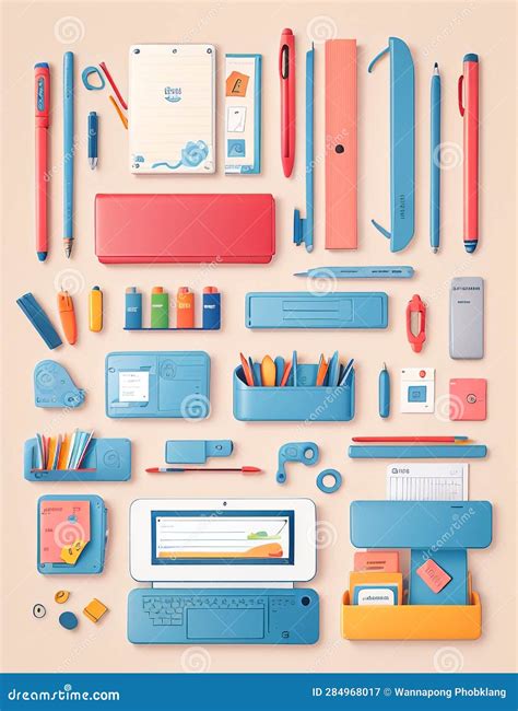 Artistic Stationery Illustration with Drawing Supplies and Design Elements, Ai Generative Stock ...