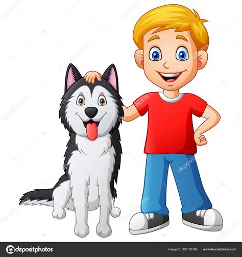 Funny Cartoon Boy Dog Vector Illustration Stock Vector Image by ...