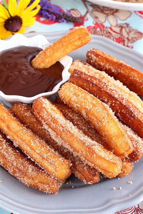 Homemade Churros with chocolate dip sauce | Foxy Folksy