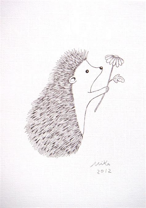 Hedgehog Gift Hedgehog Drawing Hedgehog Print Black & White | Etsy