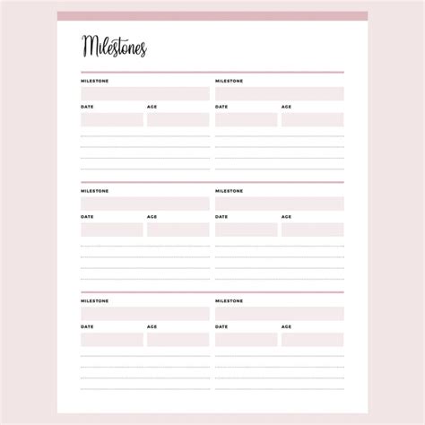 Printable Child Growth Milestones | Instant Download PDF | A4 and US Letter – Plan Print Land