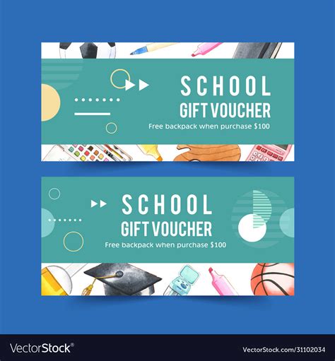 School voucher design with calculator basketball Vector Image