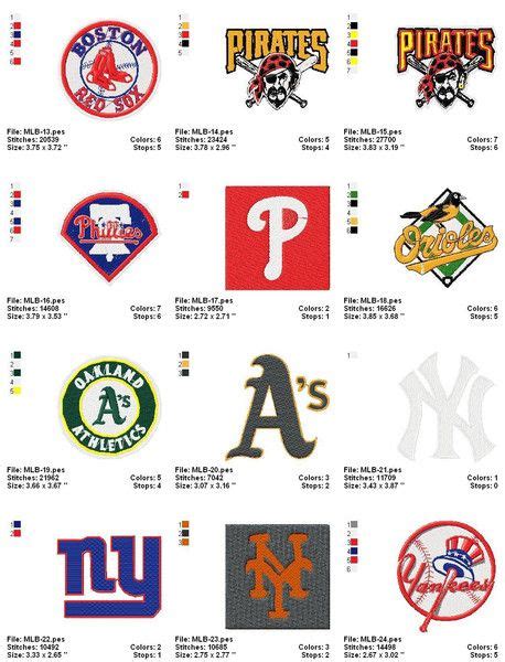 MLB BASEBALL SPORTS TEAM LOGOS EMBROIDERY MACHINE DESIGNS SET OF 68 ...