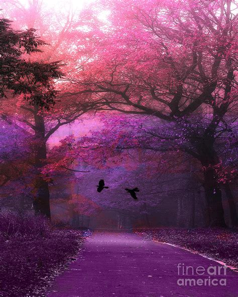 Surreal Fantasy Purple Pink Autumn Fall Nature Woodlands - Purple ...