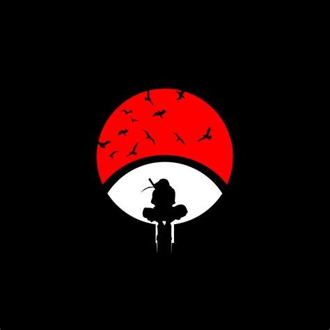 Itachi Uchiha Wallpaper 4K, Naruto, Black background, Minimal art, AMOLED, Black/Dark, #4942