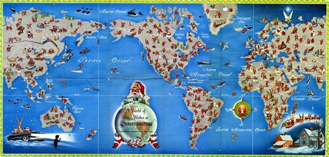 Santa map, 1955 | Map, World map printable, Christmas world