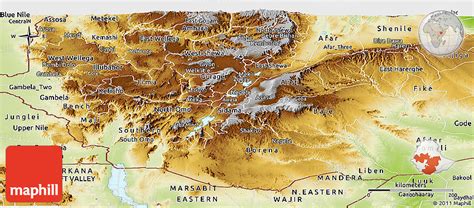 Physical Panoramic Map of Oromiya