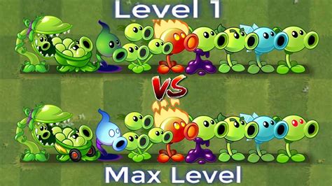 PvZ 2 All Peashooters Level 1 vs Max Level #GZ - YouTube