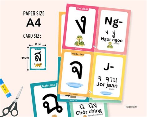 Thai Language Flashcards Thai Consonants & Thai Vowels Printable ...