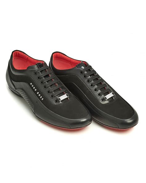 Hugo Boss Mens HB Racing Trainers, Black Perforated Sneakers