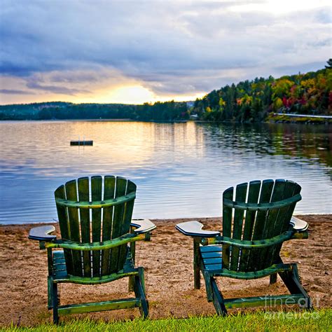 Wooden Chairs At Sunset On Beach by Elena Elisseeva