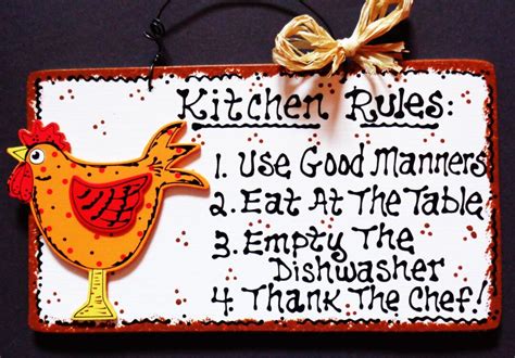 White Sign CHICKEN KITCHEN RULES Wall Barnyard Farm Decor - Etsy