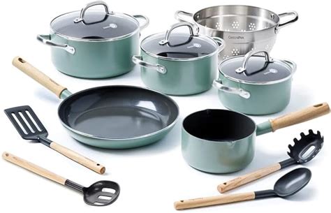 Amazon.com: Greenpan Mayflower Cookware Set, 13 Piece Pots and Pans, Sky Blue: Home & Kitchen