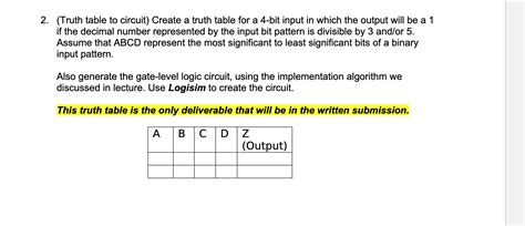 (Truth table to circuit) Create a truth table for a | Chegg.com