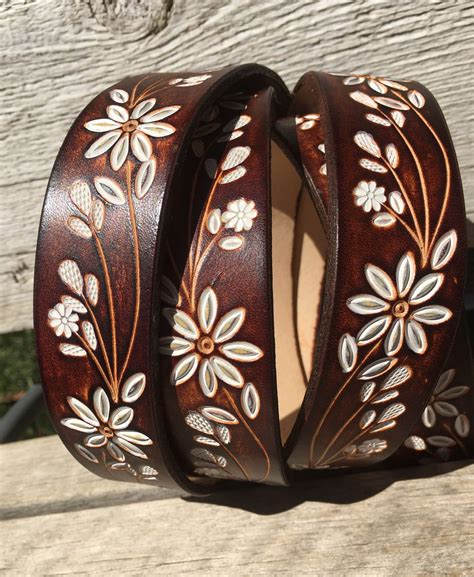 Custom Leather Belt Tooled leather belt Hand tooled floral