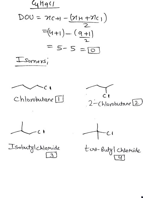 C4h9cl Isomers Structure