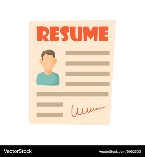 Resume icon cartoon style Royalty Free Vector Image